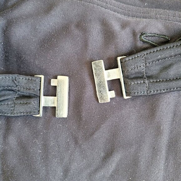 Swimsuit Top & Skirted Bottom Set Black Beaded Embroidered Padded Underwire - Picture 12 of 16